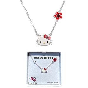 Sanrio Hello Kitty Girls Birthstone Necklace 18" - Silver Plated